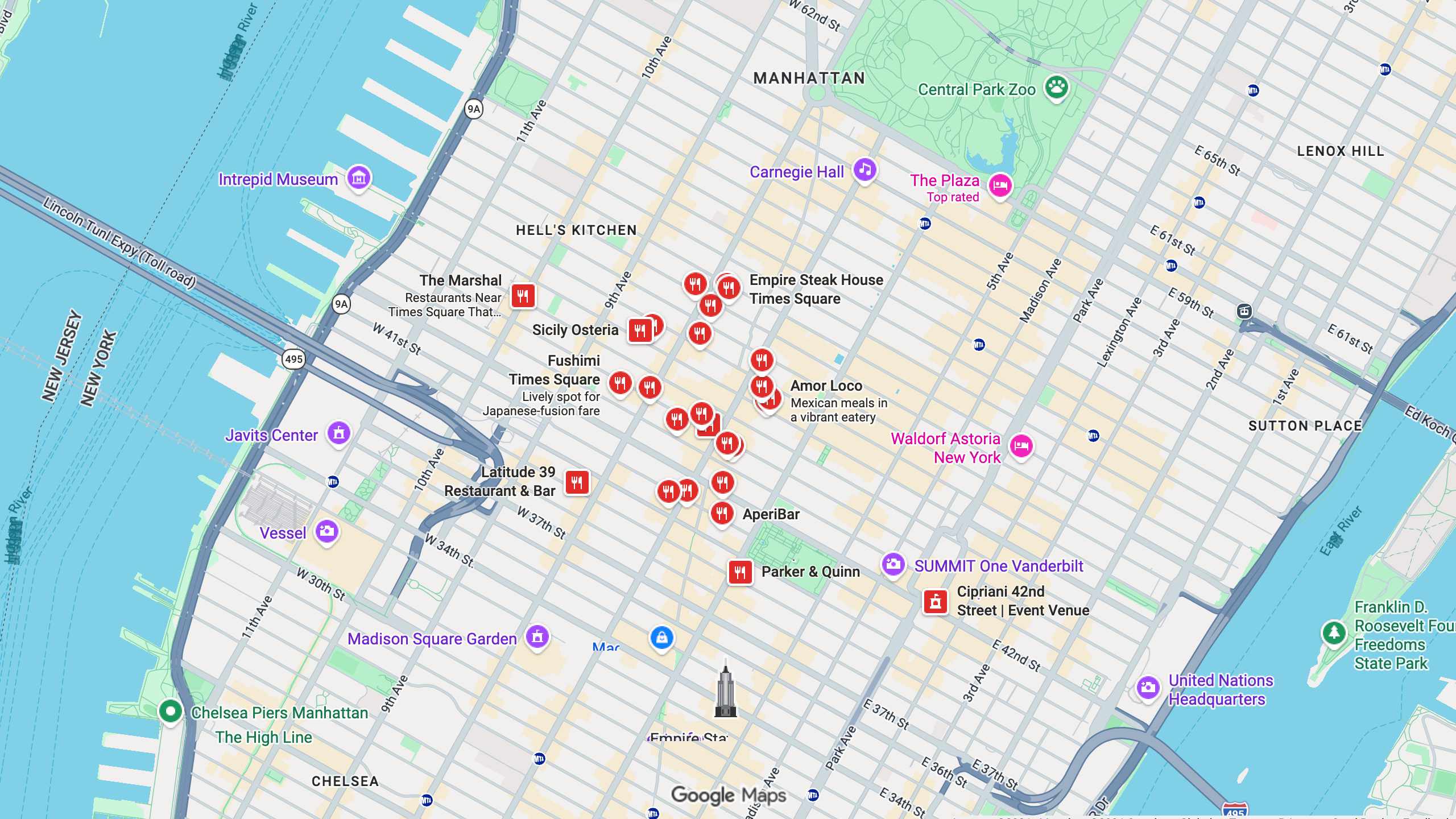 Map showing nearby competitor businesses